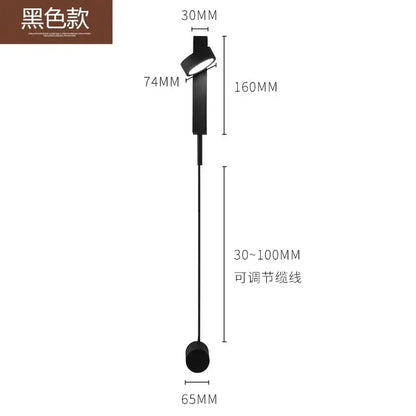 Modern minimalist black & gold t style wall light sconce bedroom