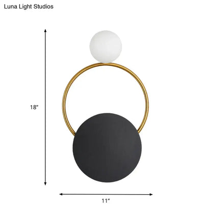 Modern minimalist black & gold wall light bedroom sconce