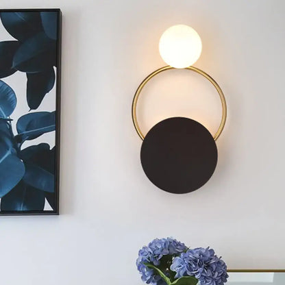 Modern minimalist black & gold wall light bedroom sconce