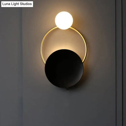 Modern minimalist black & gold wall light bedroom sconce