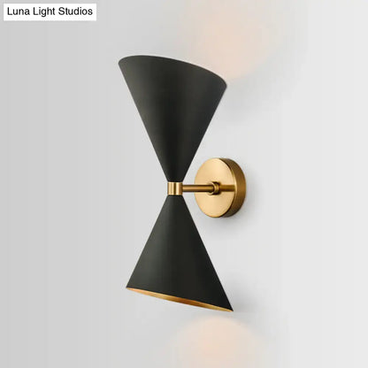 Modern minimalist black & gold wall light fixture bedroom sconce