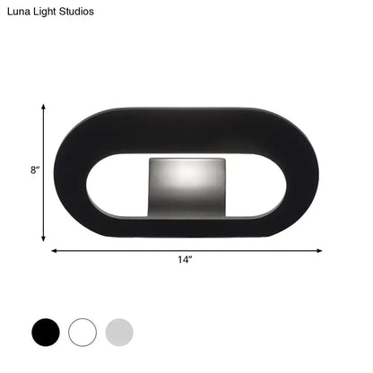 Modern minimalist black & grey oval shade wall lamp bedroom lighting