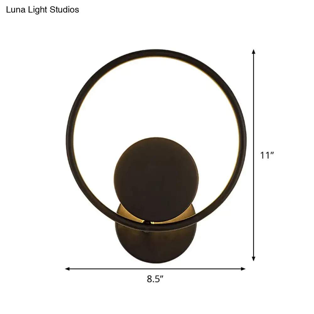 Modern minimalist black halo ring metallic sconce bedroom wall lamp