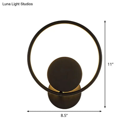 Modern minimalist black halo ring metallic sconce bedroom wall lamp