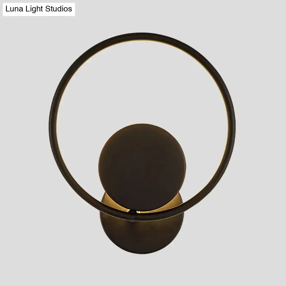 Modern minimalist black halo ring metallic sconce bedroom wall lamp