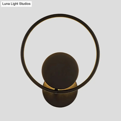 Modern minimalist black halo ring metallic sconce bedroom wall lamp