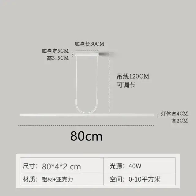 Modern minimalist black led ceiling chandelier kitchen island light