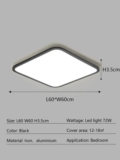 Modern minimalist black led ceiling lamp for living room