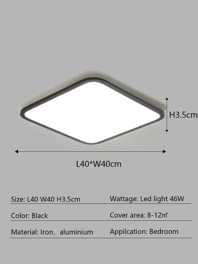 Modern minimalist black led ceiling lamp for living room