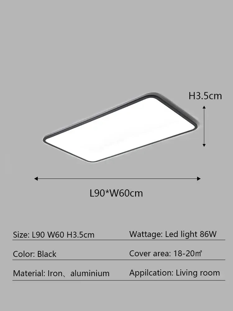 Modern minimalist black led ceiling lamp for living room