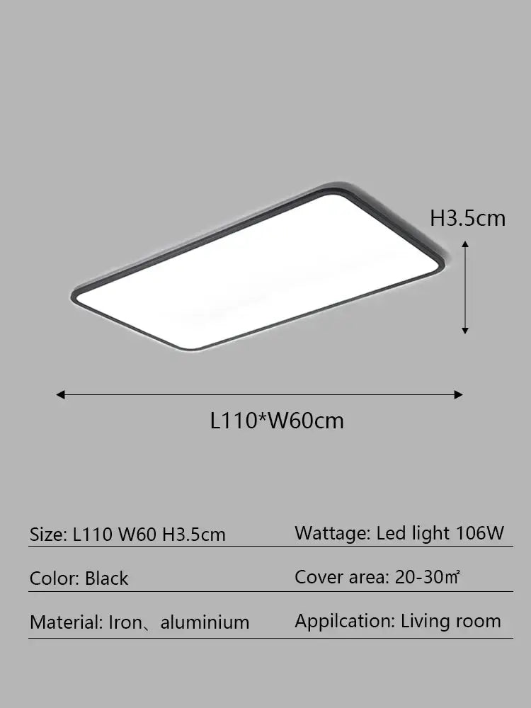 Modern minimalist black led ceiling lamp for living room