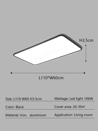 Modern minimalist black led ceiling lamp for living room