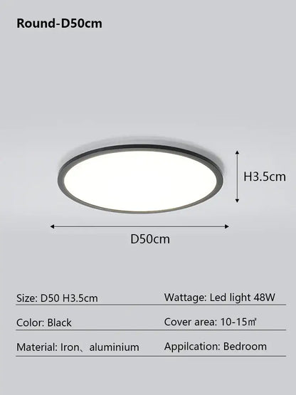 Modern minimalist black led ceiling lamp for living room