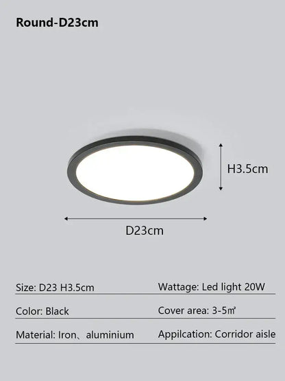 Modern minimalist black led ceiling lamp for living room