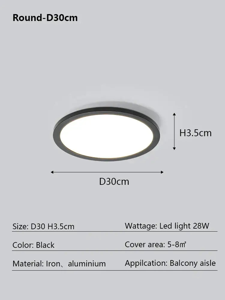 Modern minimalist black led ceiling lamp for living room