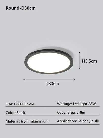 Modern minimalist black led ceiling lamp for living room