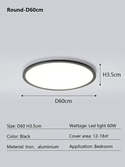 Modern minimalist black led ceiling lamp for living room