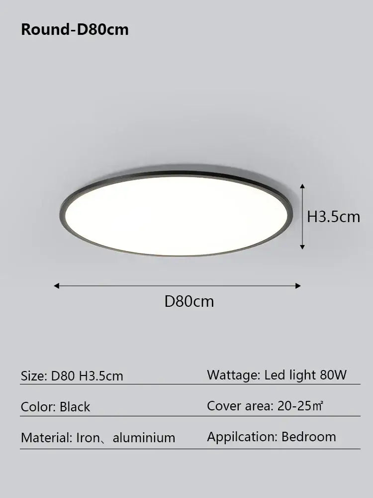 Modern minimalist black led ceiling lamp for living room