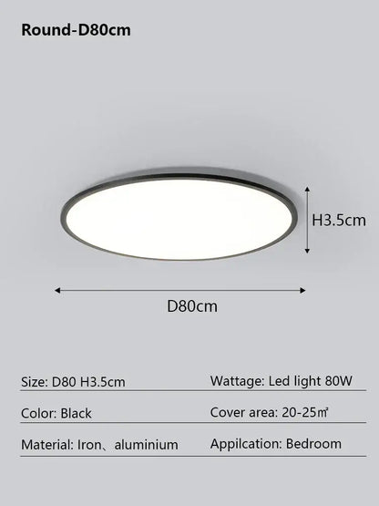 Modern minimalist black led ceiling lamp for living room