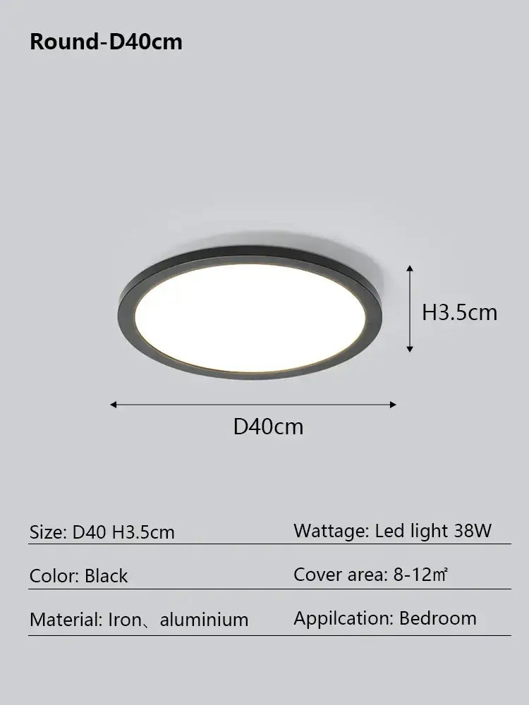 Modern minimalist black led ceiling lamp for living room