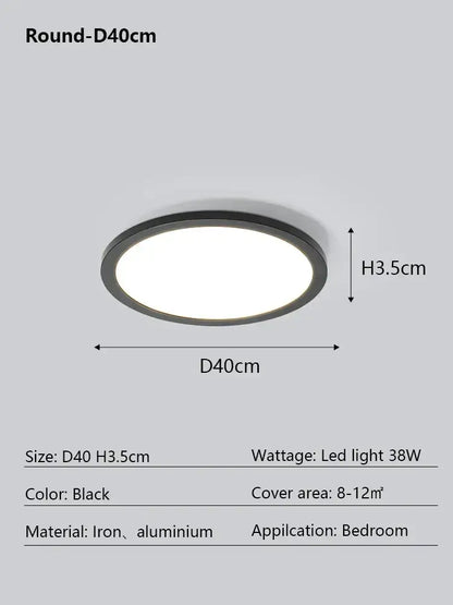 Modern minimalist black led ceiling lamp for living room