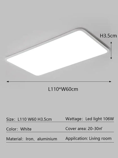 Modern minimalist black led ceiling lamp for living room