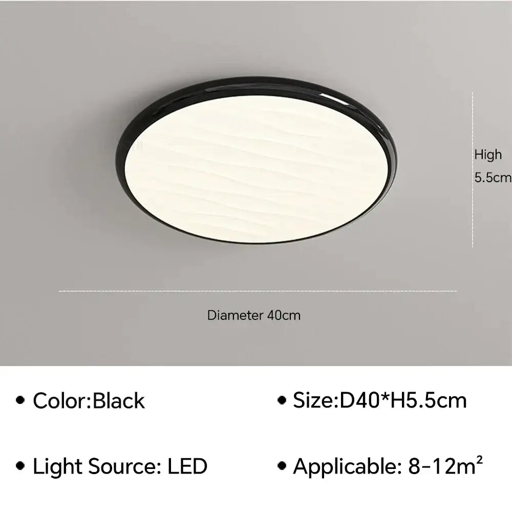 Modern minimalist black led ceiling light for bedroom with remote