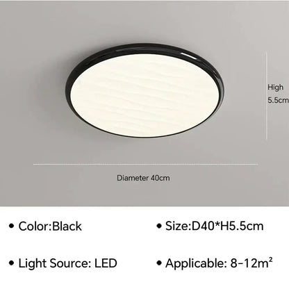 Modern minimalist black led ceiling light for bedroom with remote