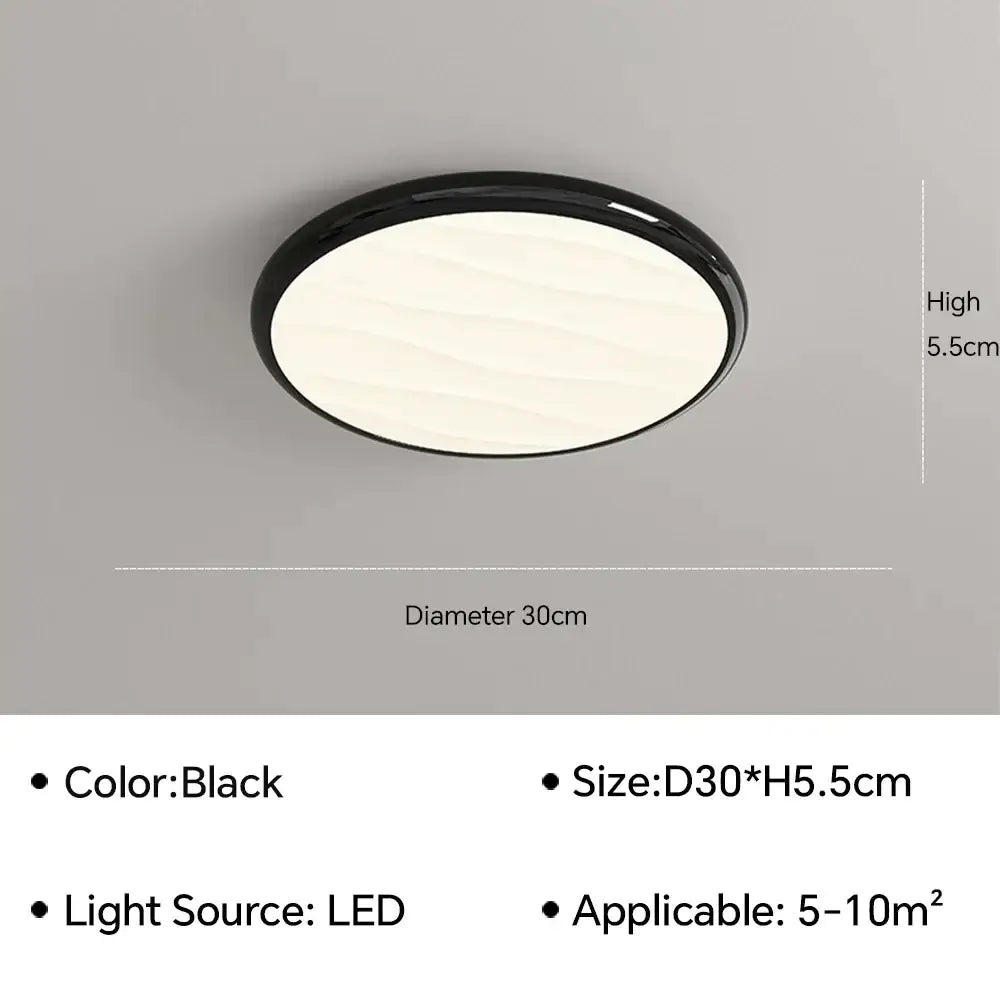 Modern minimalist black led ceiling light for bedroom with remote