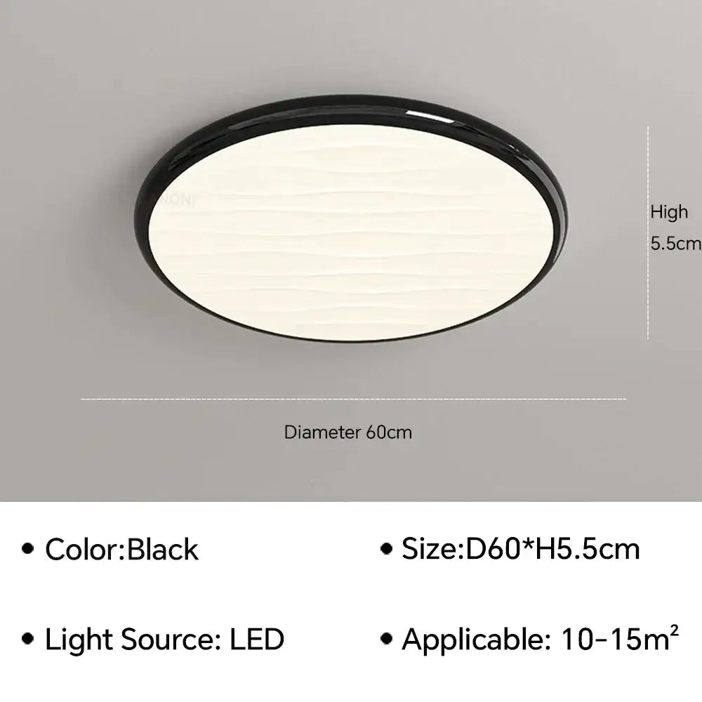 Modern minimalist black led ceiling light for bedroom with remote