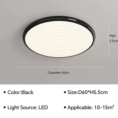 Modern minimalist black led ceiling light for bedroom with remote