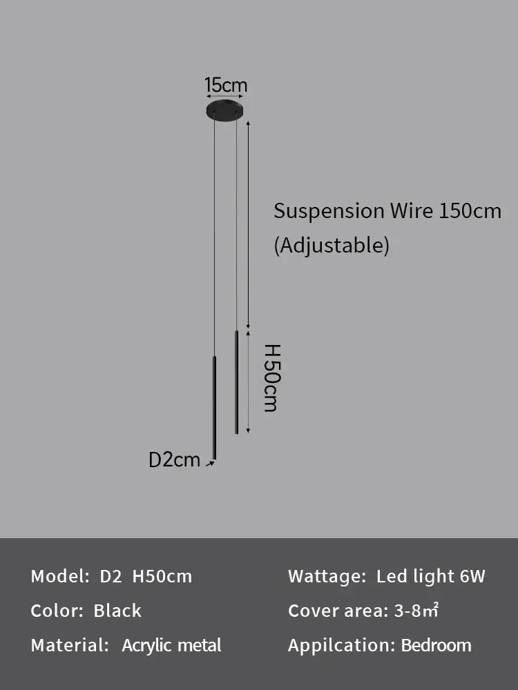 Modern minimalist black led pendant light for bedroom decor
