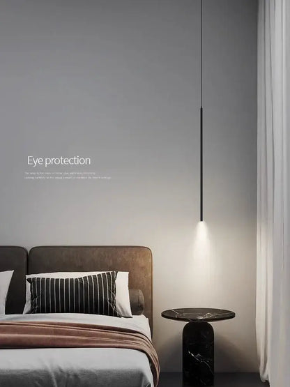 Modern minimalist black led pendant light for bedroom decor