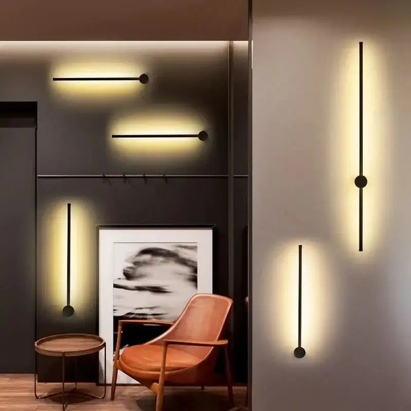 Modern minimalist black led strip wall lamp for staircase lighting