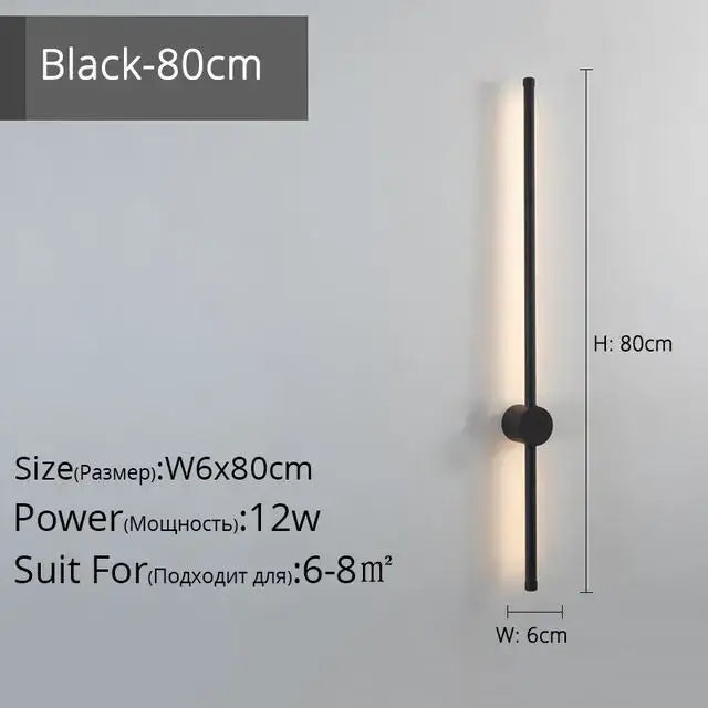 Modern minimalist black led strip wall lamp for staircase lighting