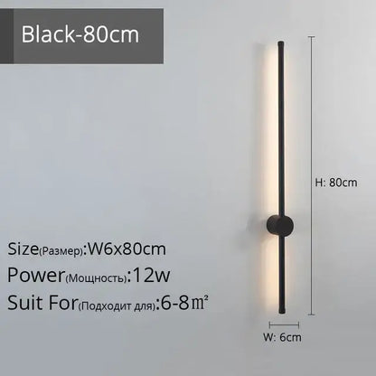 Modern minimalist black led strip wall lamp for staircase lighting
