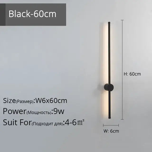 Modern minimalist black led strip wall lamp for staircase lighting