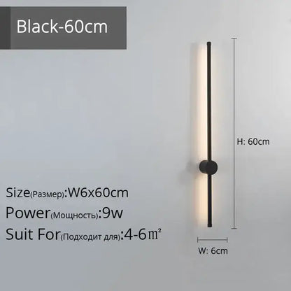 Modern minimalist black led strip wall lamp for staircase lighting