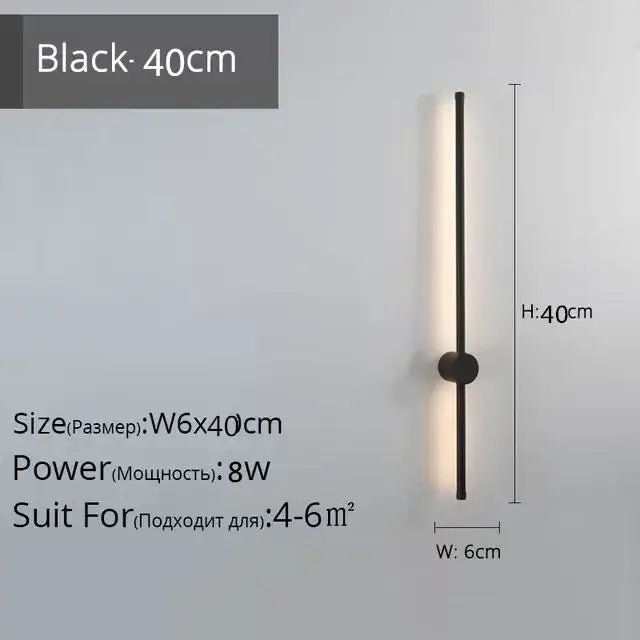 Modern minimalist black led strip wall lamp for staircase lighting