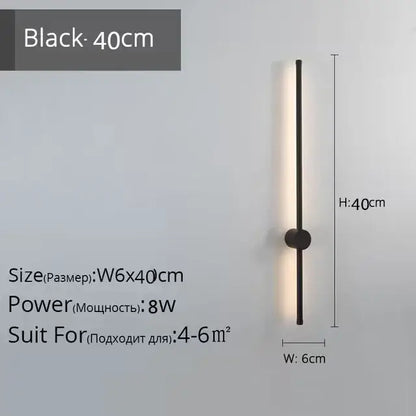 Modern minimalist black led strip wall lamp for staircase lighting