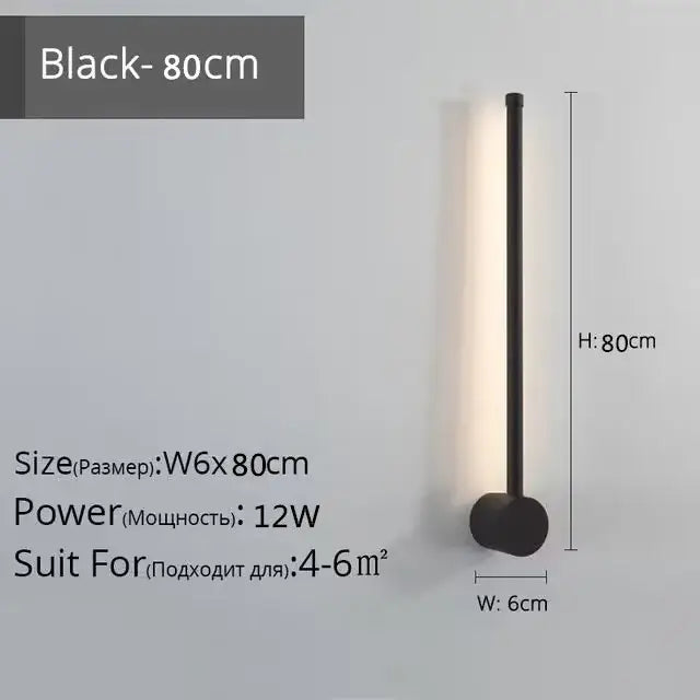 Modern minimalist black led strip wall lamp for staircase lighting