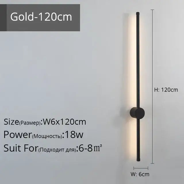 Modern minimalist black led strip wall lamp for staircase lighting