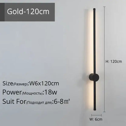 Modern minimalist black led strip wall lamp for staircase lighting