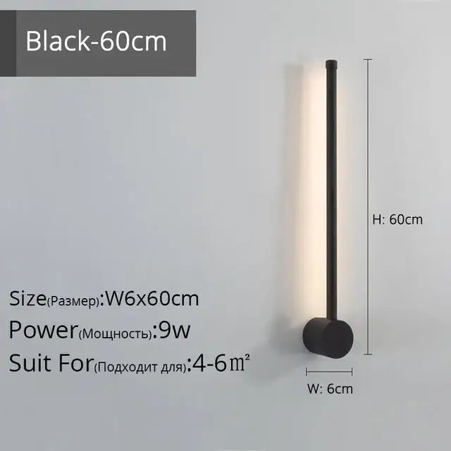 Modern minimalist black led strip wall lamp for staircase lighting