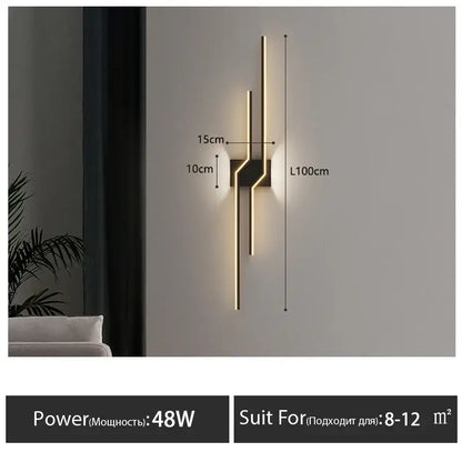 Modern minimalist black led wall lamp strip for living room