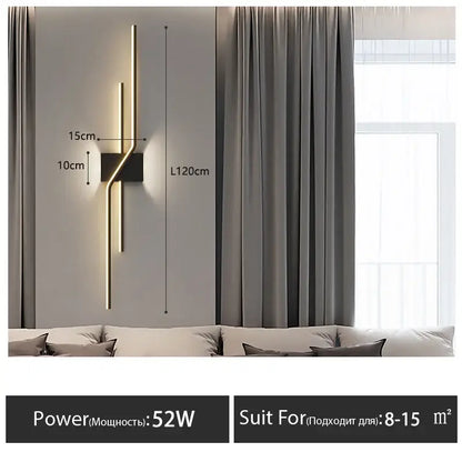 Modern minimalist black led wall lamp strip for living room