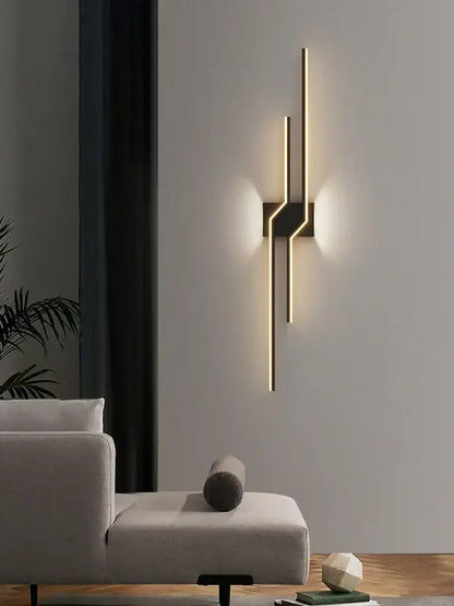 Modern minimalist black led wall lamp strip for living room
