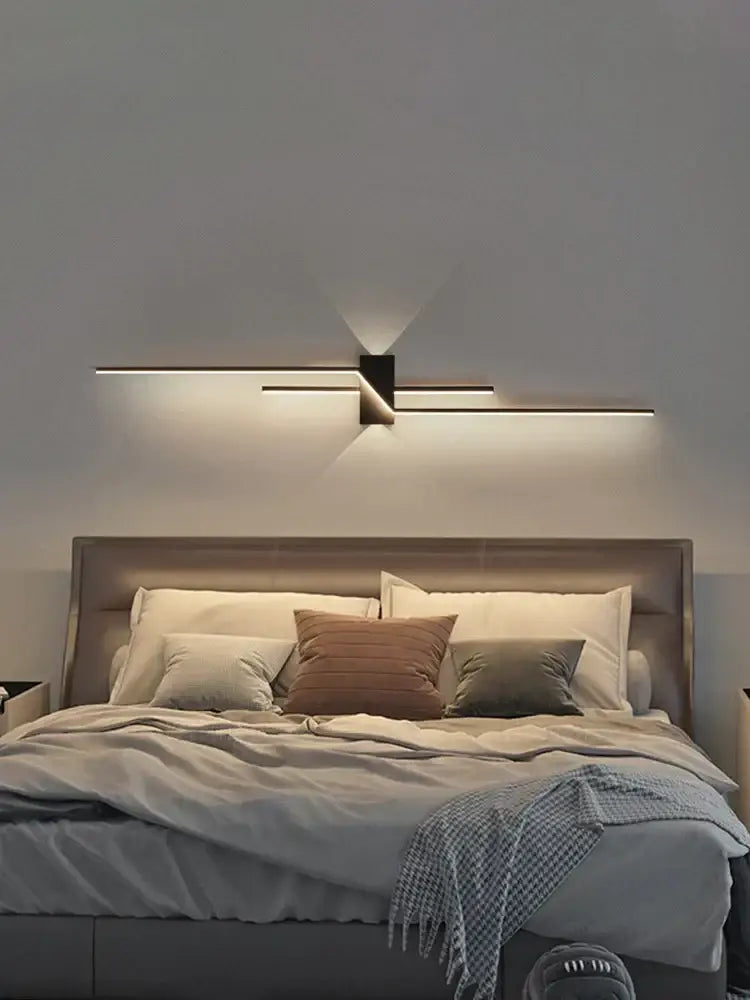 Modern minimalist black led wall lamp strip for living room