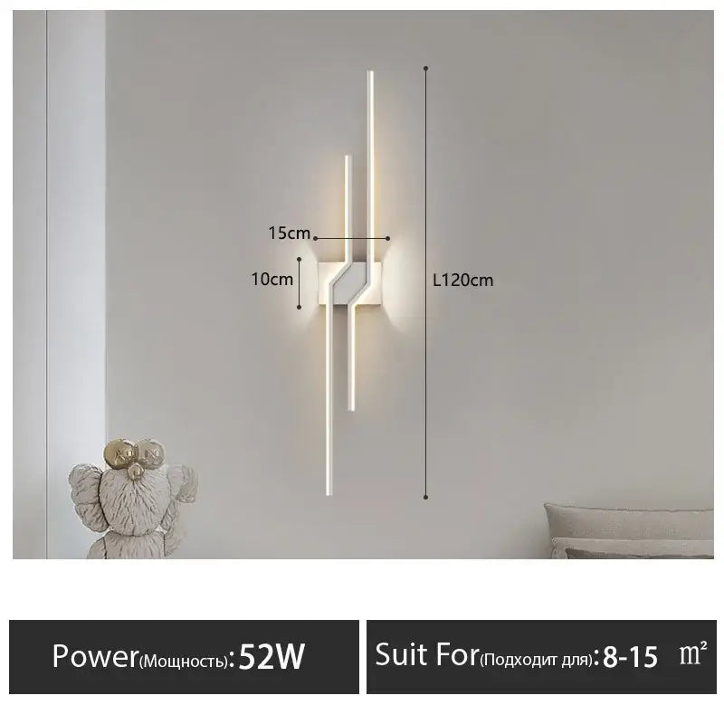 Modern minimalist black led wall lamp strip for living room