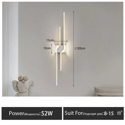 Modern minimalist black led wall lamp strip for living room